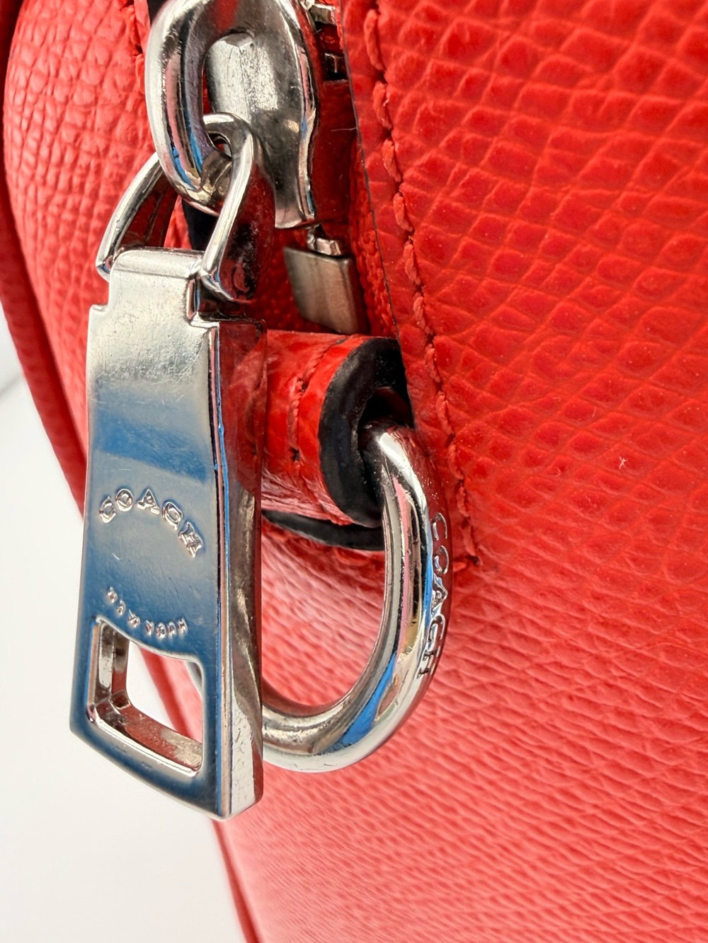 COACH Mini Bennett Satchel Coral Crossgrain Leather Bag Crossbody Purse - Picture 8 of 10